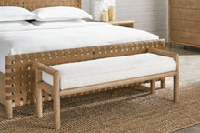 Dorchester Boucle Upholstered Wooden Bench in Granola and Ricotta