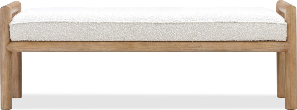 Dorchester Boucle Upholstered Wooden Bench in Granola and Ricotta - View 2