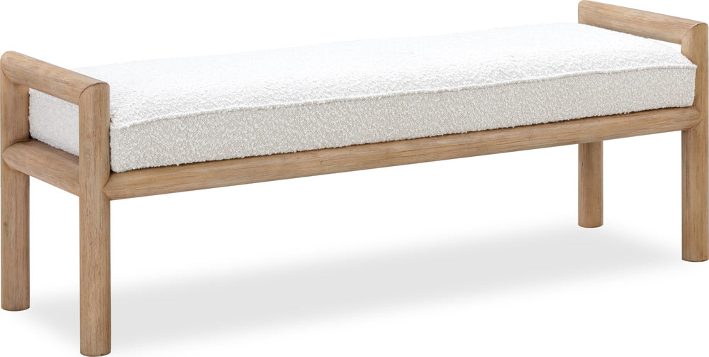 Dorchester Boucle Upholstered Wooden Bench in Granola and Ricotta - View 3