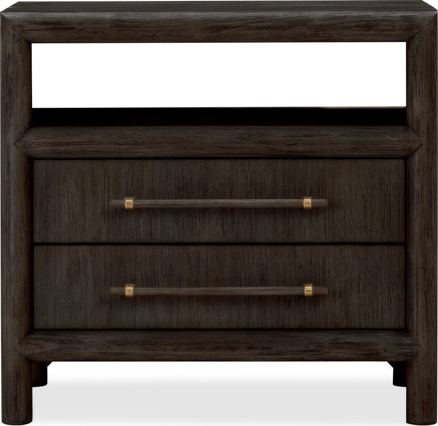Dorchester Two Drawer USB-charging Nightstand in Basalt Grey - View 2