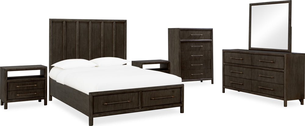 Dorchester Two Drawer USB-charging Nightstand in Basalt Grey - View 5