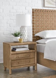 Dorchester Two Drawer USB-charging Nightstand in Granola