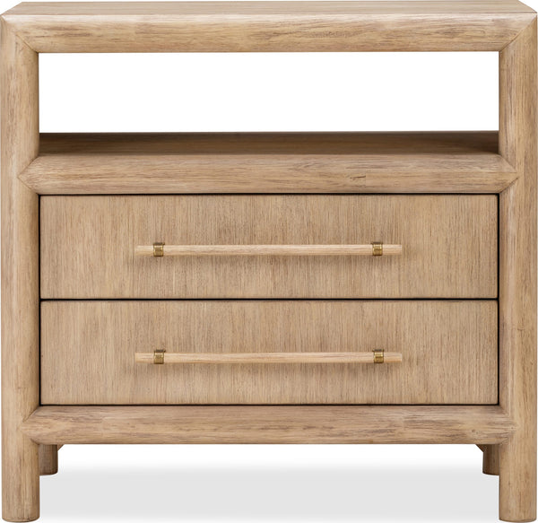 Dorchester Two Drawer USB-charging Nightstand in Granola