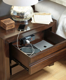 Ellington Charging Station Nightstand in Chocolate Brown - View 4