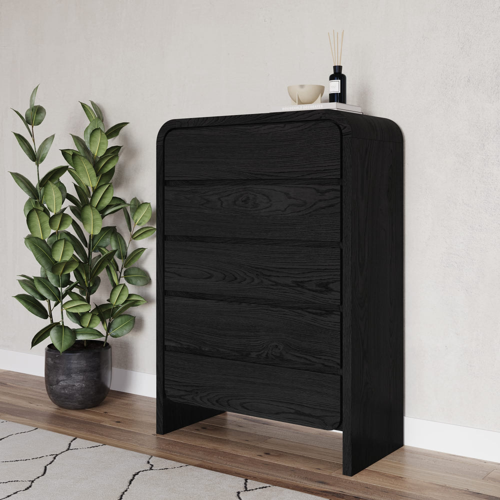 Easton Five Drawer Chest in Jet Black Ash