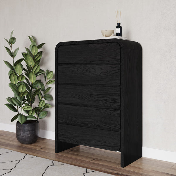 Easton Five Drawer Chest in Jet Black Ash alternate view