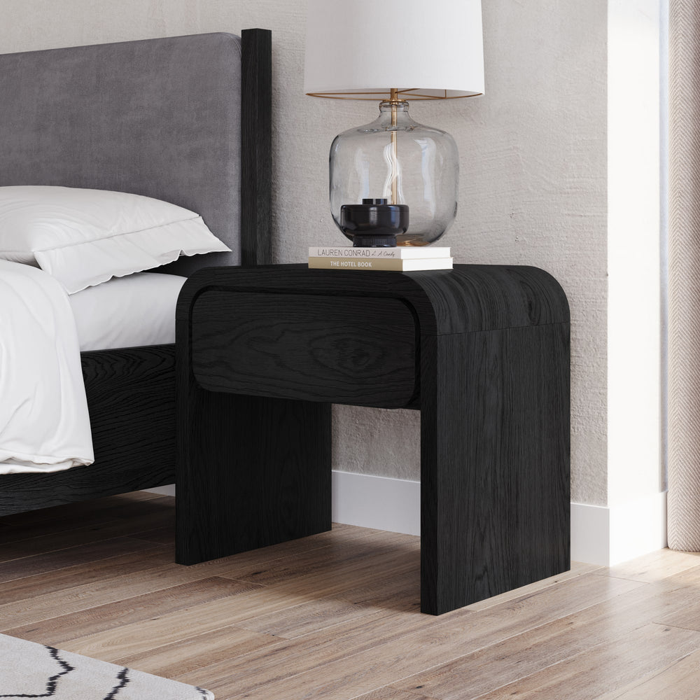 Easton One Drawer Nightstand in Jet Black Ash