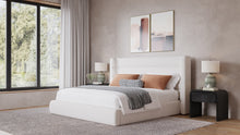 Frank Upholstered Wingback Platform Bed in Cottage Cheese Boucle
