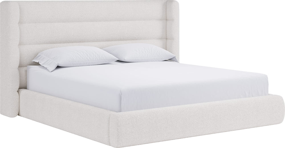 Frank Upholstered Wingback Platform Bed in Cottage Cheese Boucle - View 6
