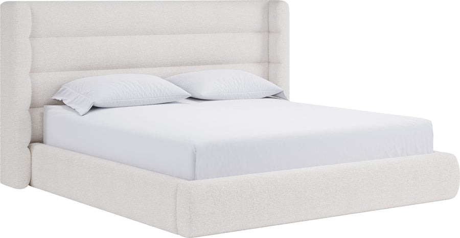 Frank Upholstered Wingback Platform Bed in Cottage Cheese Boucle - View 6