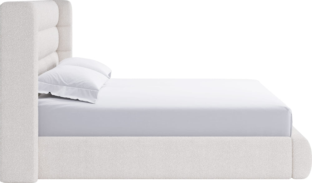 Frank Upholstered Wingback Platform Bed in Cottage Cheese Boucle - View 7