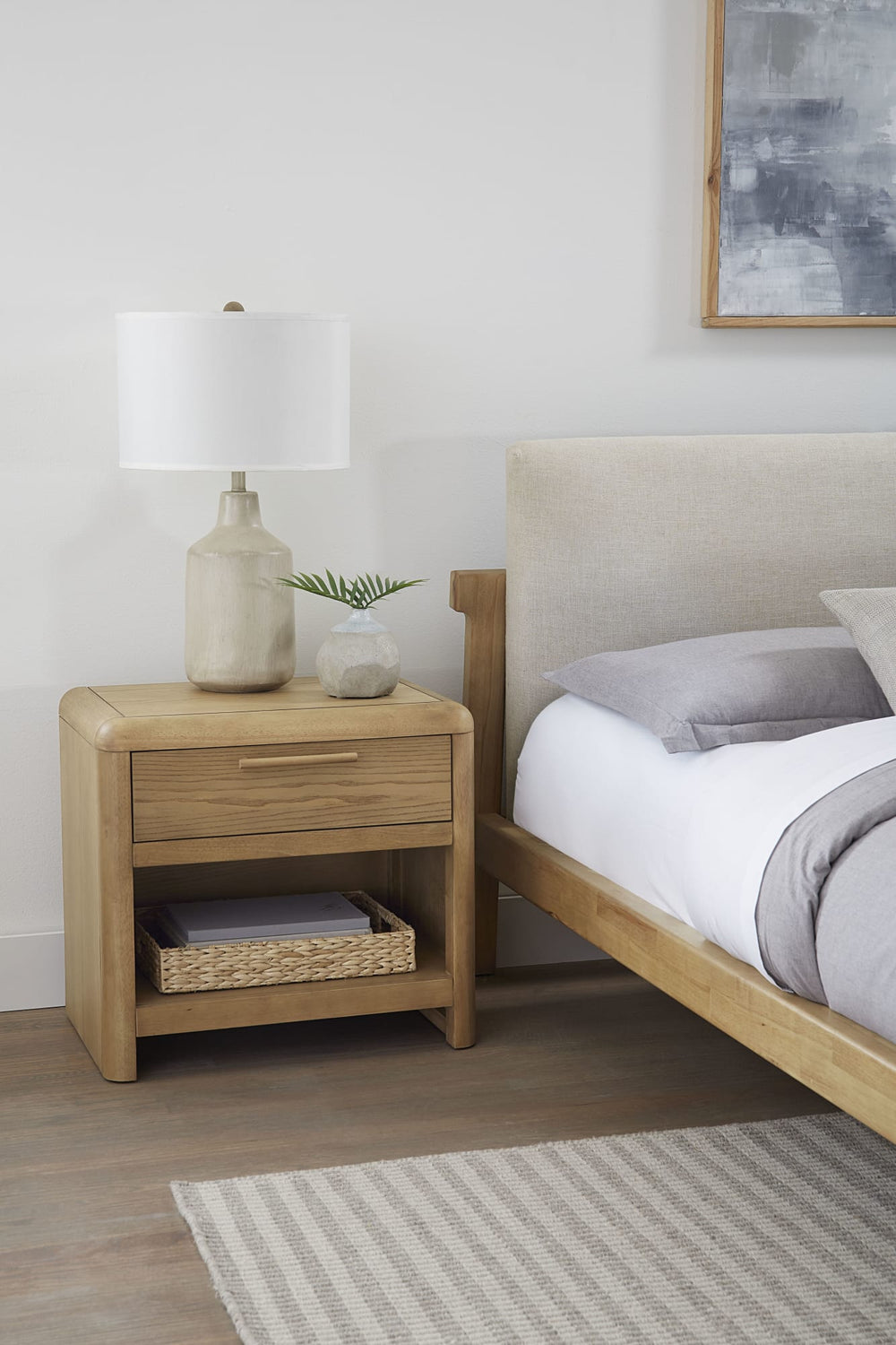 Foxworth One Drawer One Shelf Ash Wood Nightstand in Ginger