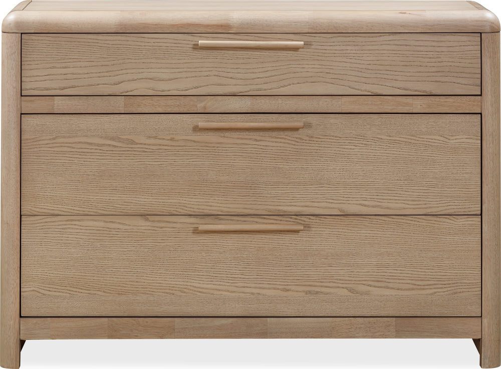 Foxworth Three Drawer Ash Wood Bachelor Chest in Ginger - View 3