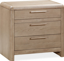 Foxworth Three Drawer Ash Wood Nightstand in Ginger - View 3