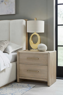 Greenwich 2 Drawer Oak Wood Nightstand in Chai