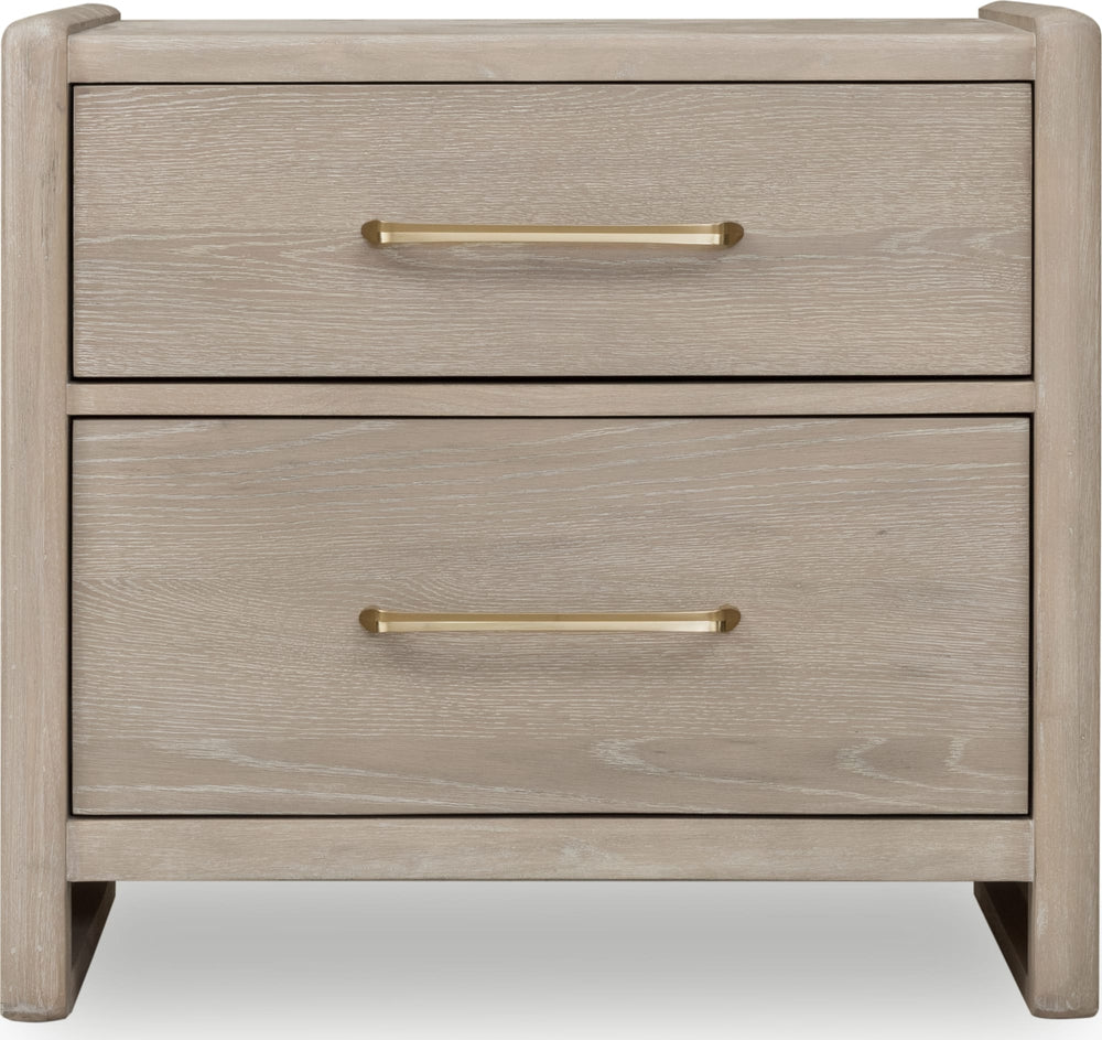 Greenwich 2 Drawer Oak Wood Nightstand in Chai - View 3