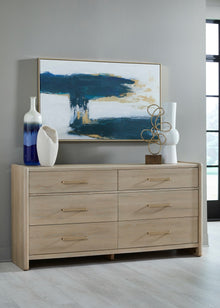 Greenwich Six Drawer Oak Wood Dresser in Chai