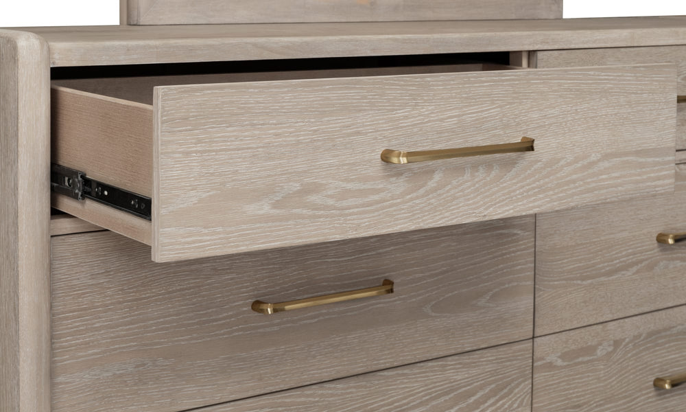 Greenwich Six Drawer Oak Wood Dresser in Chai - View 8