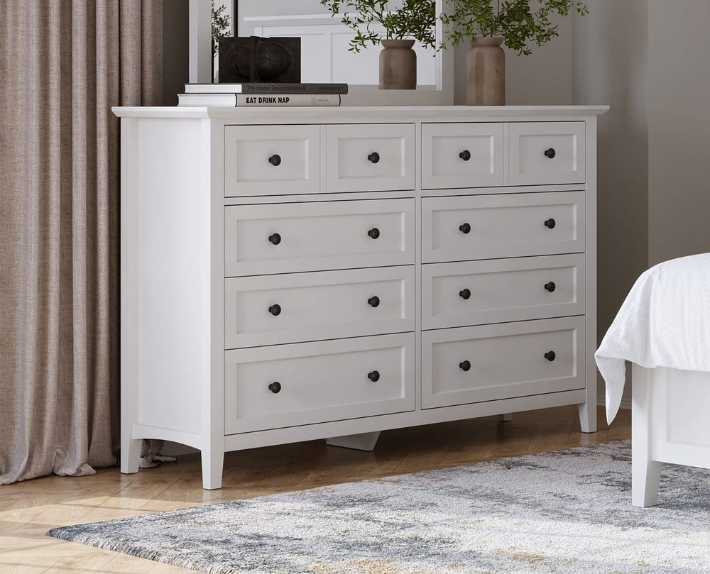 Halston Eight Drawer Dresser in Snowfall White