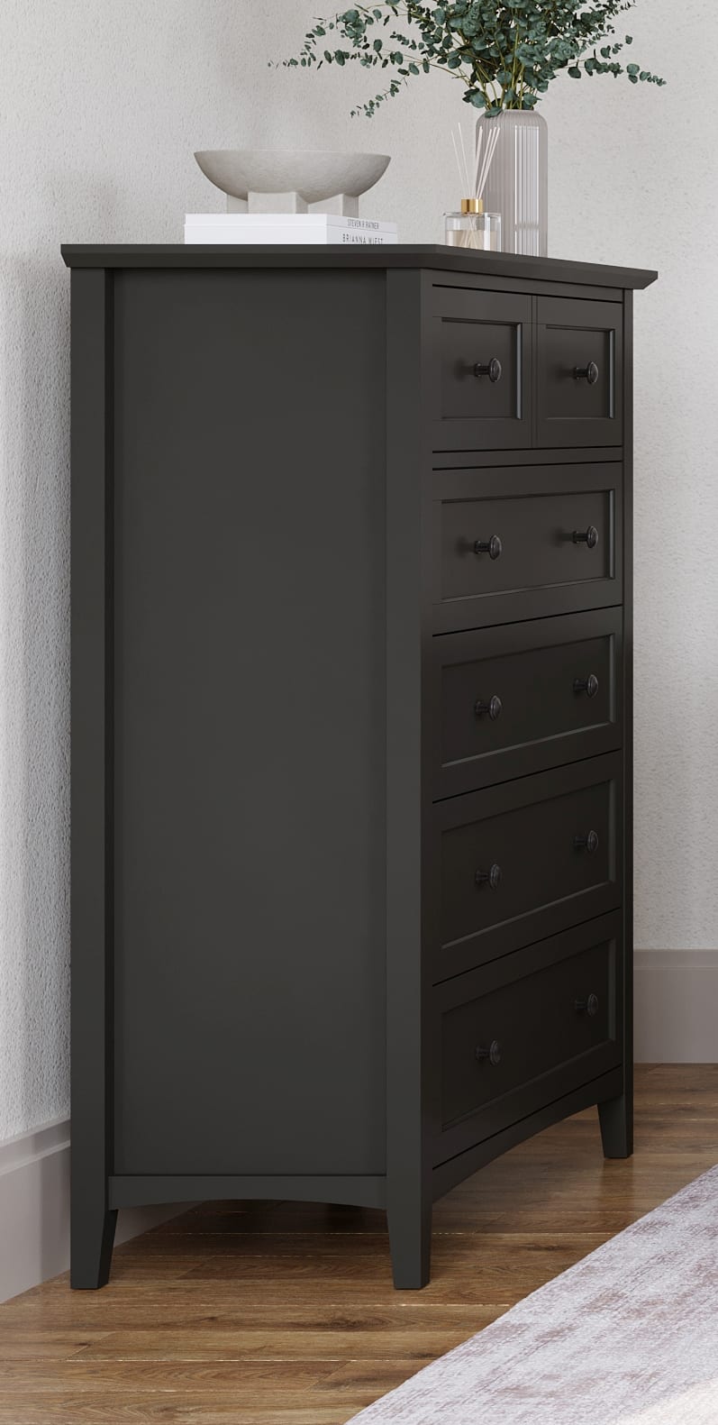 Halston Five Drawer Chest in Raven Black