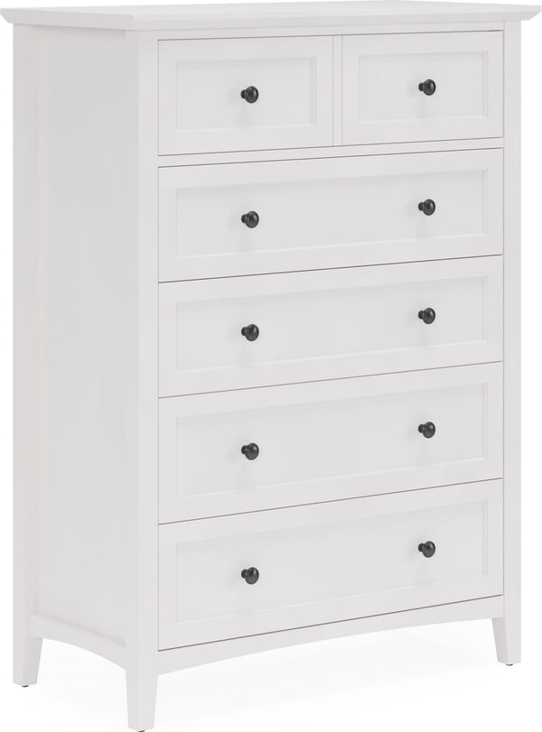 Halston Five Drawer Chest in Snowfall White