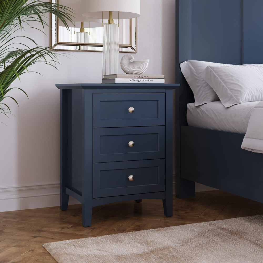 Halston Three Drawer Nightstand in Blueberry