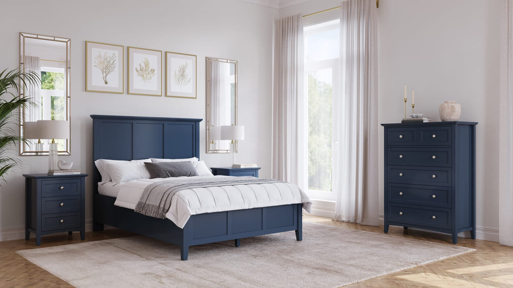 Halston Three Drawer Nightstand in Blueberry - View 6