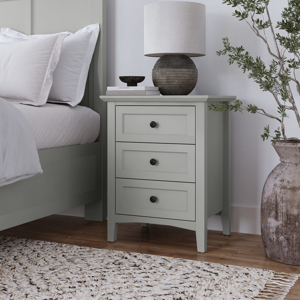 Halston Three Drawer Nightstand in Elephant Grey