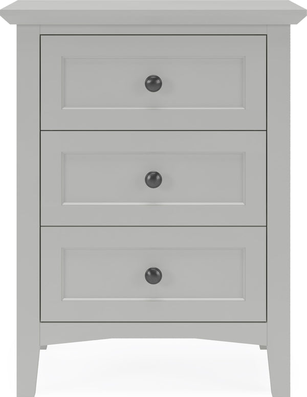Halston Three Drawer Nightstand in Elephant Grey