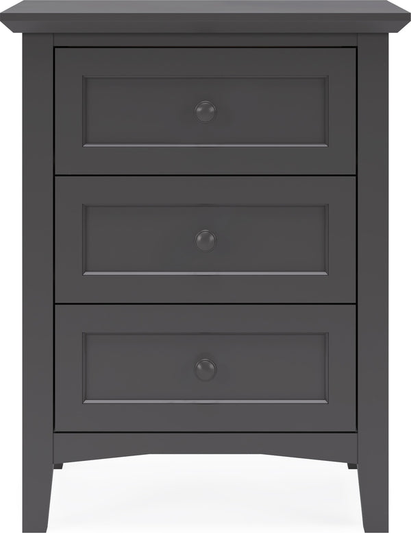 Halston Three Drawer Nightstand in Raven Black