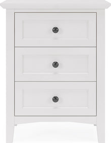 Halston Three Drawer Nightstand in Snowfall White - View 3