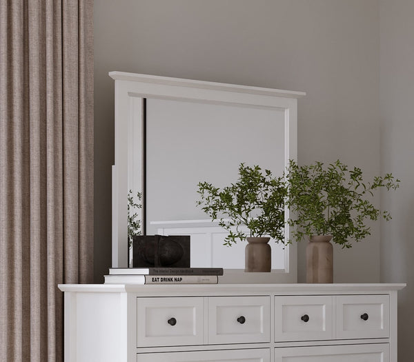 Halston Wall or Dresser Mirror in Snowfall White