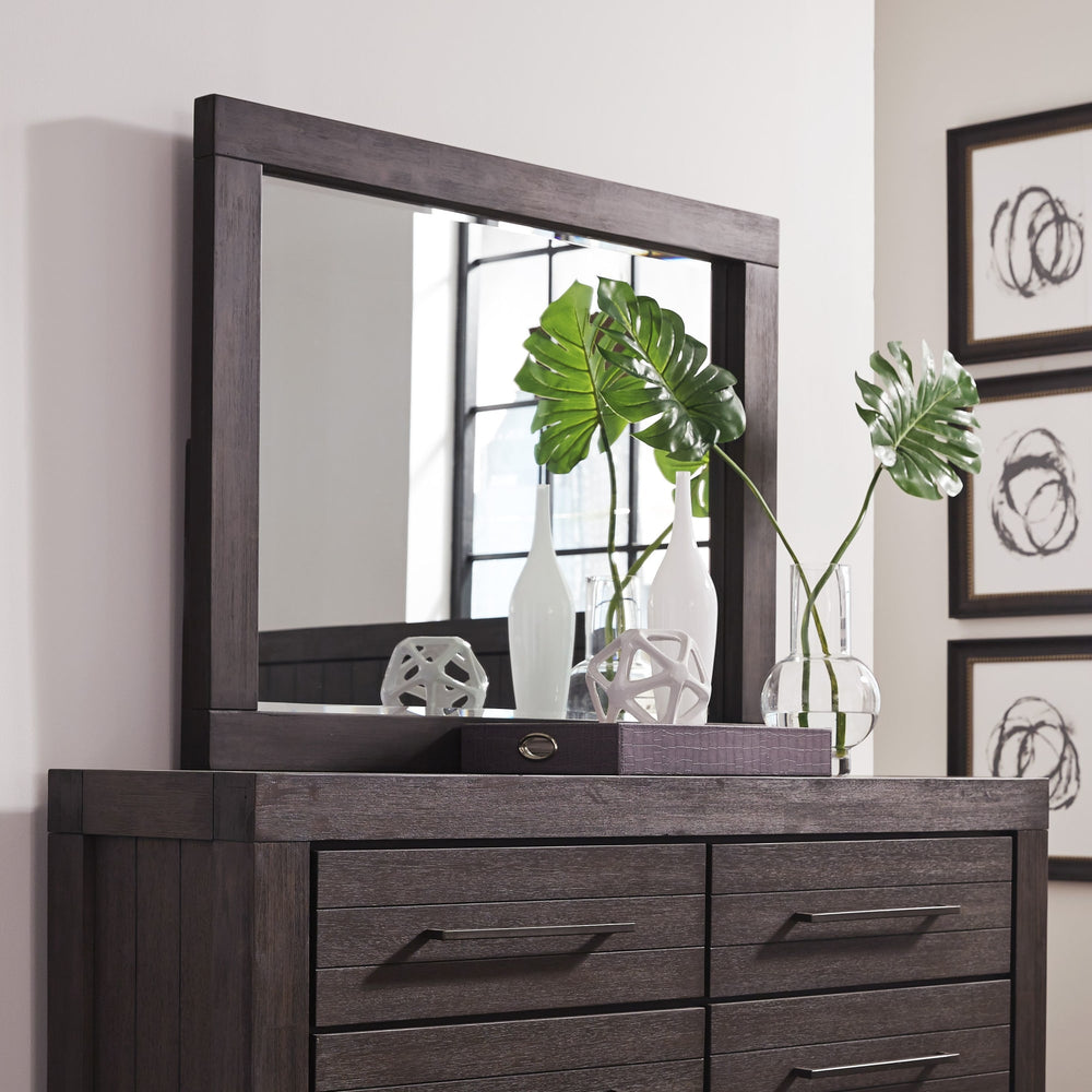 Hudson Beveled Glass Mirror in Basalt Grey