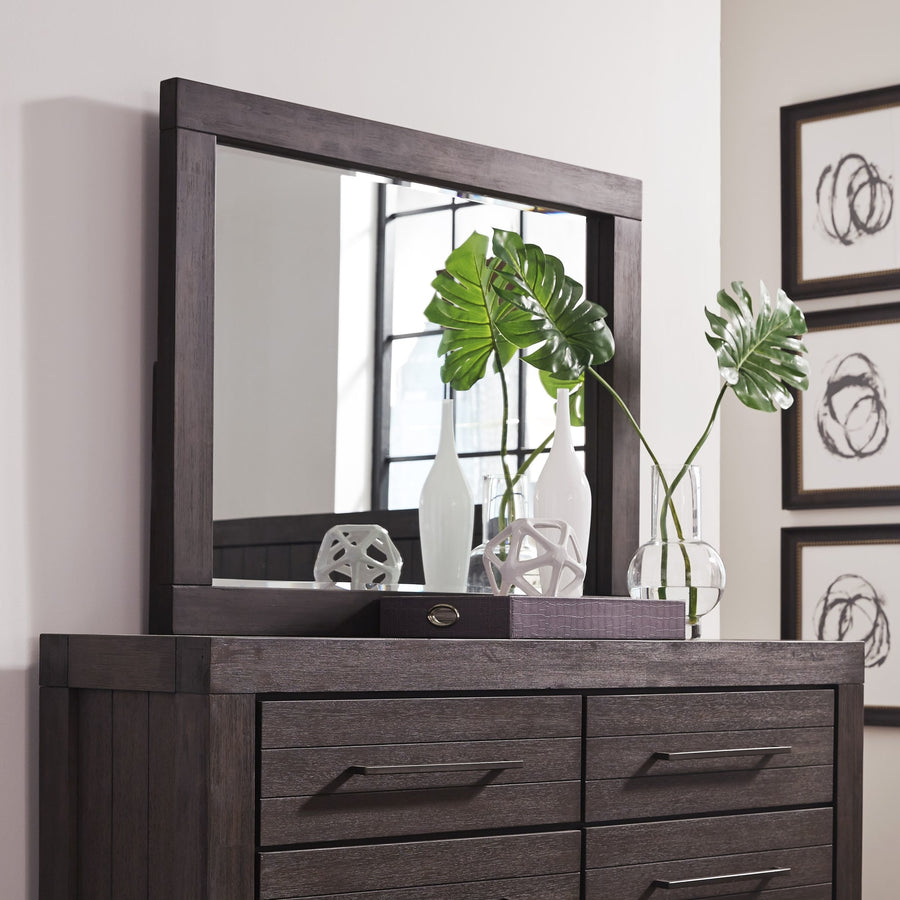 Hudson Beveled Glass Mirror in Basalt Grey