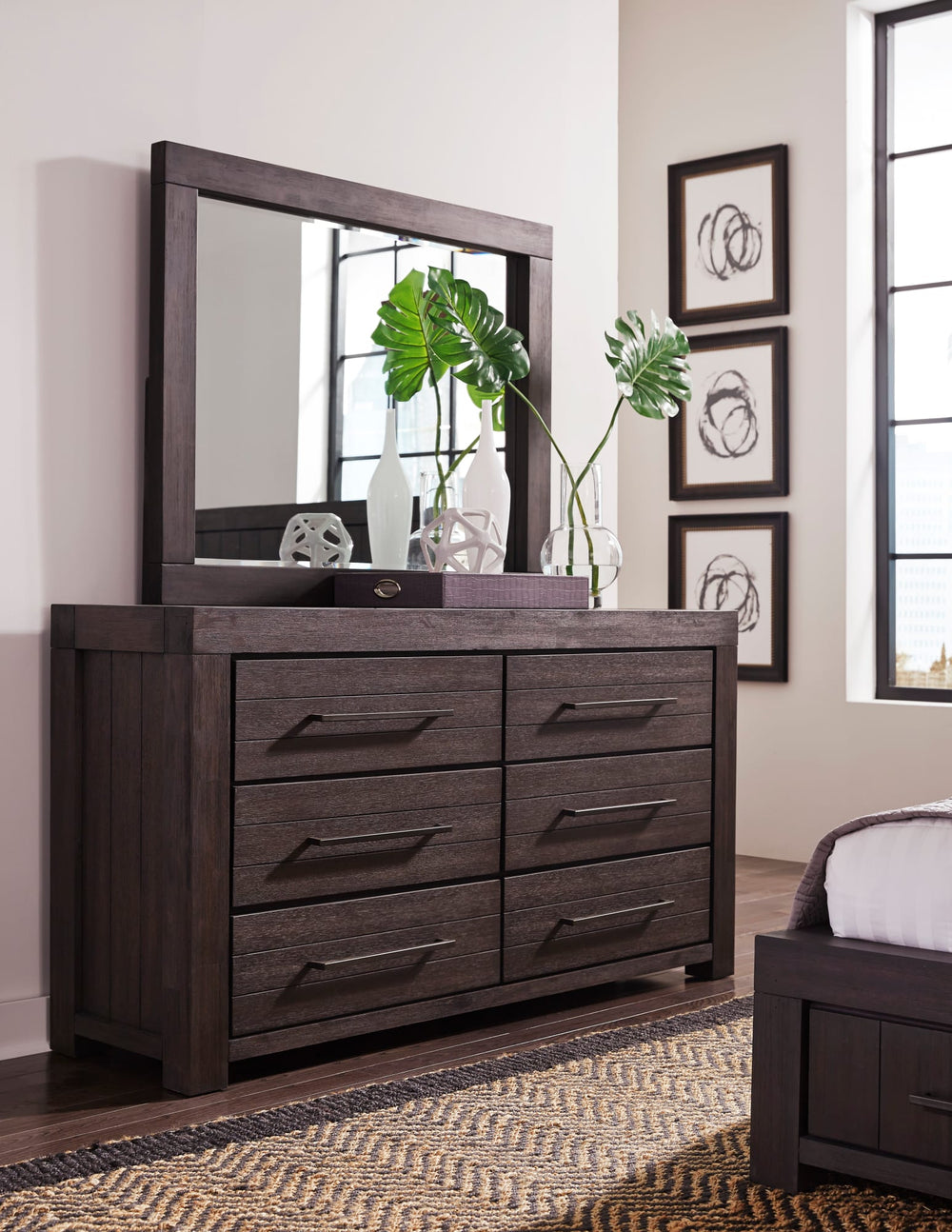 Hudson Six Drawer Dresser in Basalt Grey