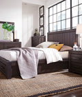 Hudson Two Drawer Wood Storage Bed in Basalt Grey