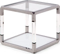 Jefferson End Table in Acrylic/White Glass/PSS