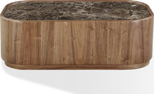 Juniper Natural Marble and Walnut Coffee Table with Casters in Mongoose - View 3