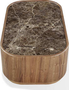 Juniper Natural Marble and Walnut Coffee Table with Casters in Mongoose - View 4