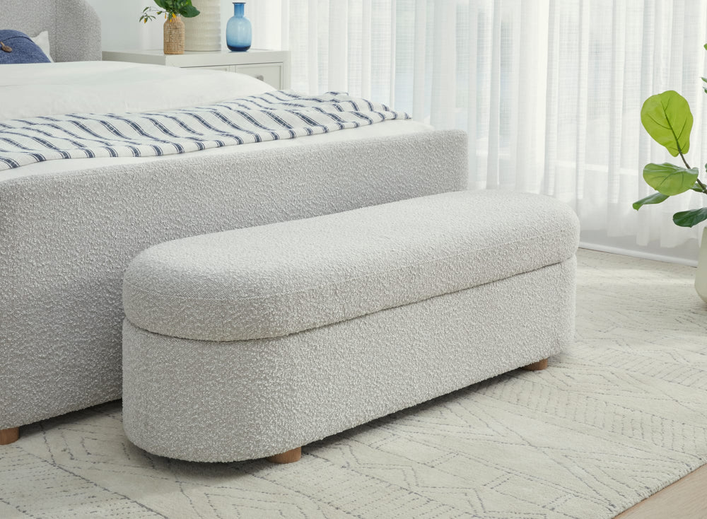 Kiki Upholstered Hinged Storage Bench in Cotton Ball Boucle (2026) - View 4