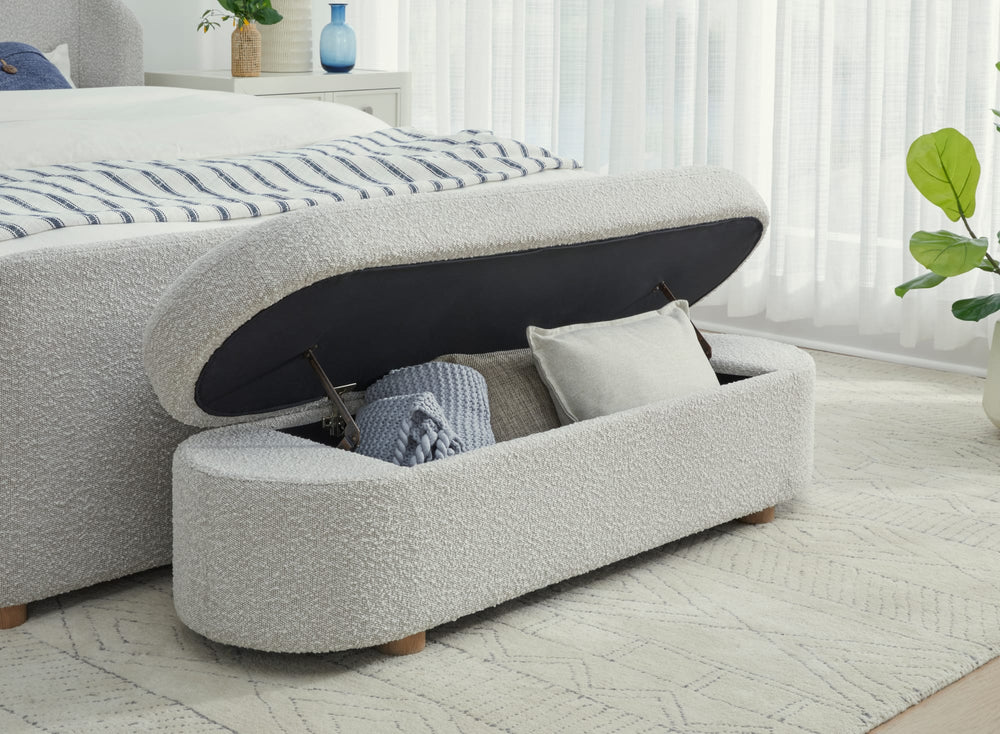 Kiki Upholstered Hinged Storage Bench in Cotton Ball Boucle (2026) - View 5