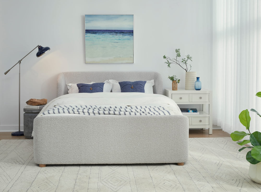 Kiki Upholstered Platform Bed in Cotton Ball Boucle