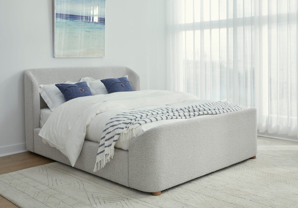 Kiki Upholstered Platform Bed in Cotton Ball Boucle - View 6