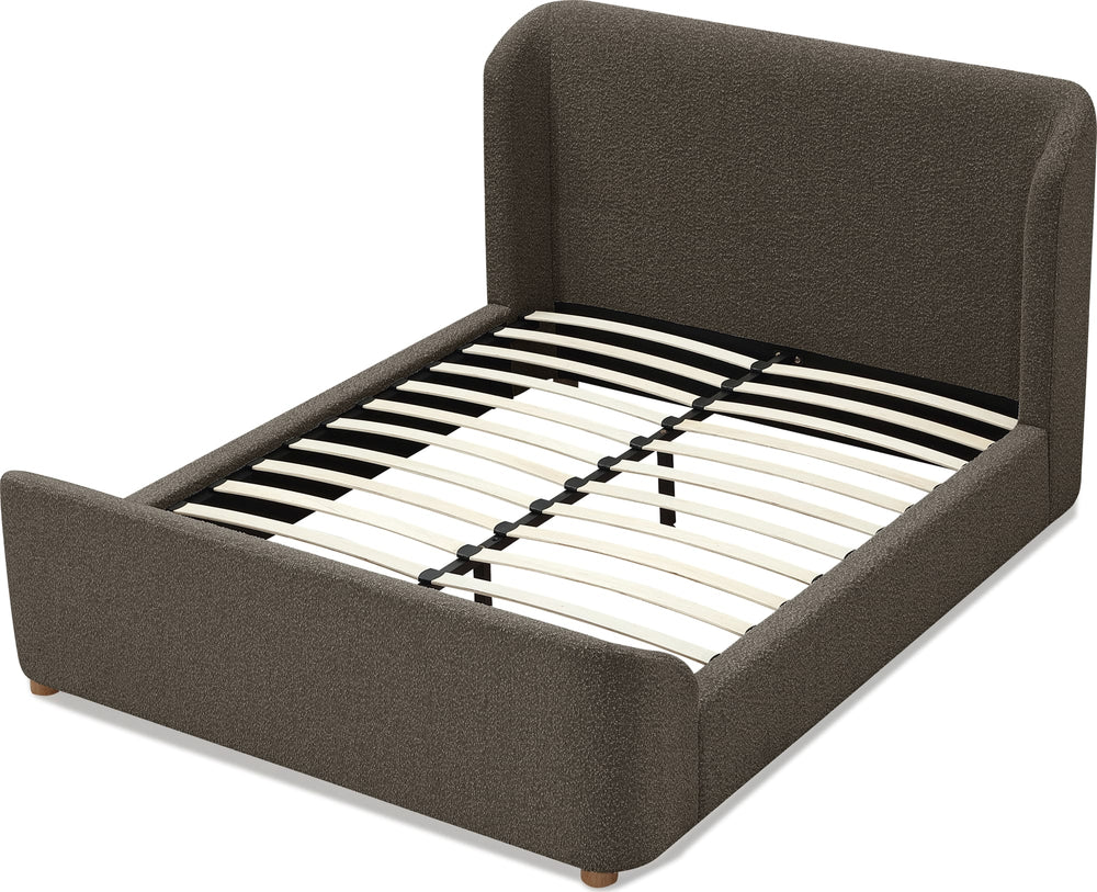 Kiki Upholstered Platform Bed in Pumpernickel Boucle - View 4