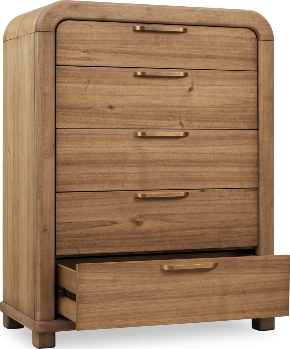 Kenmore Five Drawer Acacia Wood Chest in Lioness - View 4