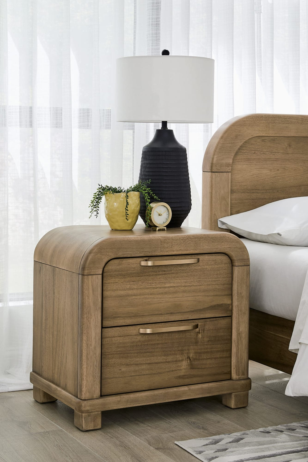 Kenmore Two Drawer Acacia Wood Nightstand in Lioness