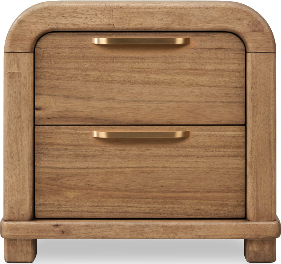 Kenmore Two Drawer Acacia Wood Nightstand in Lioness - View 2