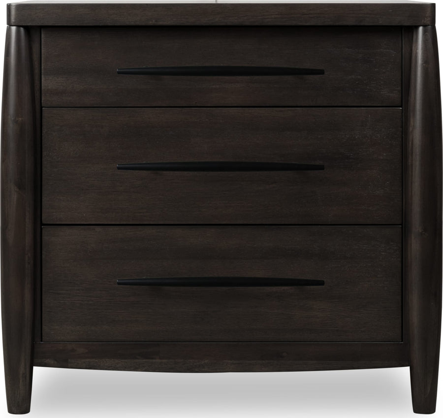 Kingston Three Drawer Nightstand with Cord Management in Minx - View 3