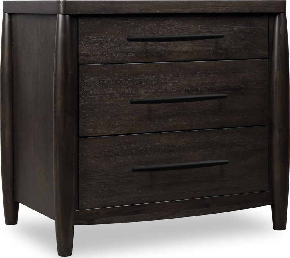 Kingston Three Drawer Nightstand with Cord Management in Minx - View 4
