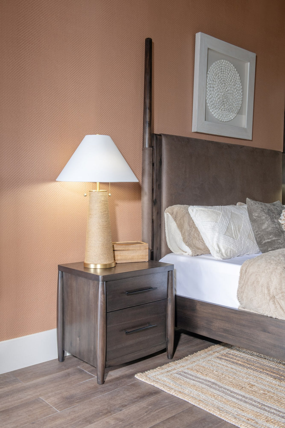 Kingston Two Drawer Nightstand with Cord Management in Minx